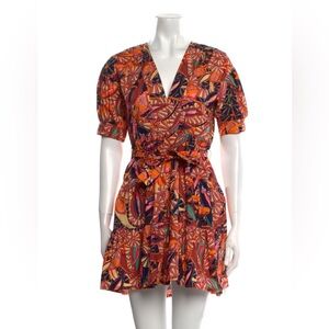A.L.C. Red and Orange Patterned Mini Dress